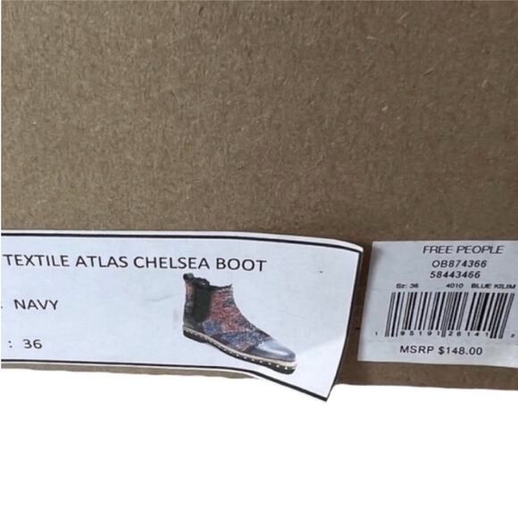 Free People Textile Tapestry Atlas Chelsea Ankle Boots In Navy Size 36 EU - Picture 7 of 9